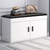 Wooden Ottoman Shoes Storage Rack Bench Padded PU Seat Cabinet Cupboard Stand UK