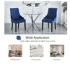 2x Blue Upholstered Velvet Dining Chairs Solid Wood Legs Button Tufted Armchairs