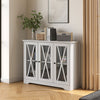 Large 3 Glass Door Storage Cabinet Sideboard Console Table Kitchen Cupboard Unit