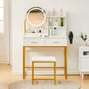 Modern Dressing Table Vanity Set with LED Mirror Stool 2 Drawers