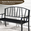 Heavy-Duty Outdoor Seating Park-Style Loveseat w/ Curved Armrests-Black