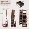360° Swivel Jewelry Cabinet Floor Standing Lockable Full-Length Jewelry Armoire