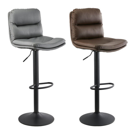 2pcs Bar Stools Faux Leather Padded Seat Stools Metal Base Barstools Grey/Brown