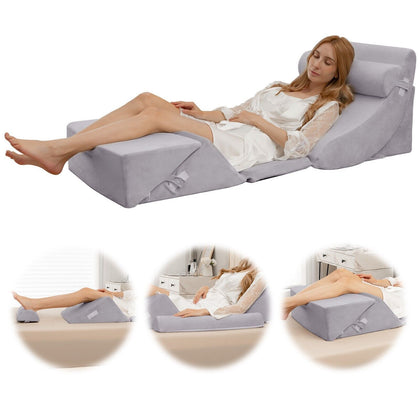 6PCS Bed Wedge Pillow Set Adjustable Foam Pillow for Pain Relief