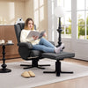 Rocker Swivel Recliner Chair with Footstool, Upholstered Recliner Armchair, Grey