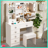 Vanity Dressing Table Set Makeup Desk with 3-Color LED Lighted Mirror 6 Drawers