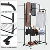 Rolling Clothes Garment Rack Double Pole Hanging Rail On Wheels w/ Shelf
