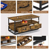 Coffee Table w/Storge Drawers & Shelves Retro Centre Table for Living Room Brown