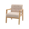 Vintage Upholstered Fabric Armchair with Button Lounge Chair Solid Wooden Frame