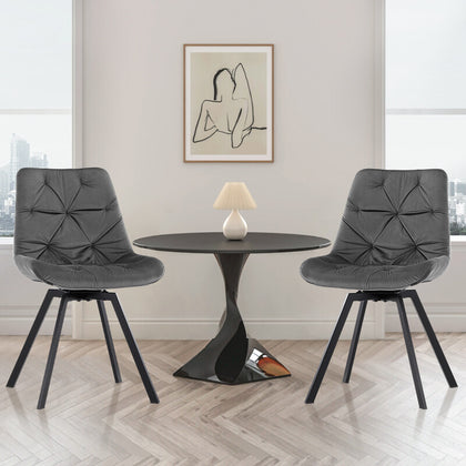 2xSwivel Velvet Dining Chairs Rotatable Metal Legs Kitchen Chairs Modern Grey