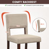 2 Pcs Linen Counter Height Bar Stool Chair Set w/ Hollowed Back Rubber Wood Legs