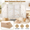 COSTWAY Boho 4-Panel Room Divider 166cm Privacy Screen with Carved Pattern