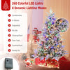 COSTWAY 6 FT Snow Flocked Artificial Christmas Tree Hinged Pre-lit Xmas Tree