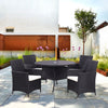 Square Round Rattan Coffee Table with 2/4 Chairs Set Bistro Outdoor Garden Patio