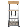 Bar Kitchen Drinks Trolley Serving Cart Hanging Wine Glass Rack Bottles Holder N