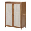 Shoe Cabinet Storage Cupboard Footwear Stand Rack Wooden Double Rattan Doors UK