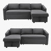 Big Sales! Corner Sofa Bed Pull out Sofabed 3 Seater Recliner Sleeper w/ Storage