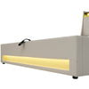 6FT SUPER KING OTTOMAN BED FRAME WITH STORAGE, LED LIGHTING, USB TYPE-C, BEIGE
