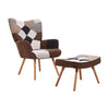 Wing Button Back Upholstered Armchair w/Footstool Relax Lazy Sofa Lounge Chair