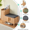 Wooden Shoe Storage Bench with Seat Cushion Cabinet Rack Organizer with 3 Doors