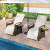 Outdoor Rattan Recliner Chair Wicker Reclining Lounge Chair w/ Armrests White