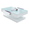 White High Gloss Glass Coffee Table Rectangular Living Room Modern Storage MDF