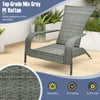 3-Piece Patio Wicker Adirondack Set Ergonomic Oversized Rattan Chairs w/Cushion