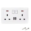 10x Double Wall Plug Socket 2 Gang 13A w/ 2 Charger USB Ports Outlets Flat Plate