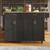 Rolling Kitchen Island Storage Trolley Cart Cabinet w/ Wood Top 2 Drawers Black