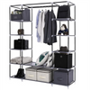 Practical Fabric Canvas Wardrobe Clothes Storage Cupboard Hanging Rail Shelving