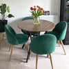 Space Saving Vintage Round Kitchen Coffee Dining Table Brown Top Black Metal Leg