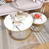 Nesting Coffee Table Set of 2 Marble Effect Side End Table for Living Room White