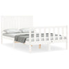 Gecheer Bed Frame with Headboard White 120x200 Solid Wood Bed Frame Q0F4