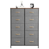 120CM Tall 10 Drawers Chest of Drawers Fabric Dresser Bedside Storage Cabinet