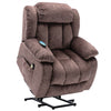Electric Recliner Chair Fabric Upholstered Armchair Massage Heating Sofa Brown