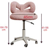 Rotating Vanity Stool Makeup Chair Adjustable Height w/Bowknot Backres & Wheels
