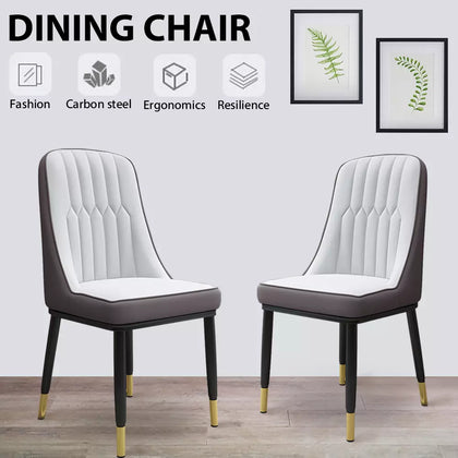 2X Faux Leather Dining Chairs PU Padded Dining Room Kitchen Chair Set Family