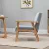 Wooden Single Seater Sofa Accent Chair Armchair Linen Fabric Living Room Grey
