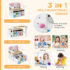 3 in 1 Kids Convertible Activity Bench Children Table &Chair Set Toy Storage Box