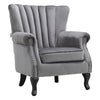 Grey Chesterfield Wing Back Armchair Queen Anne High Back Fireside Winged Chair