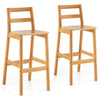 Set of 2 Bar Stools Wooden Dining Counter Height Chair with Backrests Armless