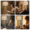 Modern Floor Lamp Tripod Freestanding Wooden Light w/Storage Shelf Reading Light