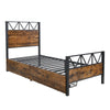 3FT SINGLE SIZE METAL BED FRAME WITH HEADBOARD AND FOOTBOARD/2 STORAGE DRAWERS