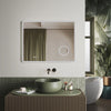 LED Bathroom Mirror with Shaver Socket 3x Magnifying Demister Clock 900 x 700mm