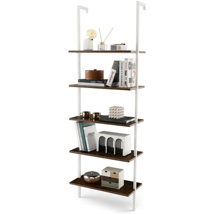5-Tier Ladder Shelf Bookshelf Wall Mounted Storage Organizer Plant Display Rack