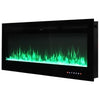 Large 80'' Electric Fireplace Crystal/Log 9 LED Flames Inset/Wall Heater Indoor