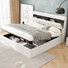 Ottoman Lift Up 5 ft Upholstered King Bed Frame With Storage Headboard Cream