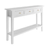 Large Narrow Console Table in White Wood with Drawers - Elms ELM012A