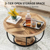 Tribesigns Round Coffee Table, 2-Tier Cocktail Table with Storage Shelves