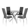 Large Round Dining Table Black Tempered Glass Dining Room Kitchen Lounge Office